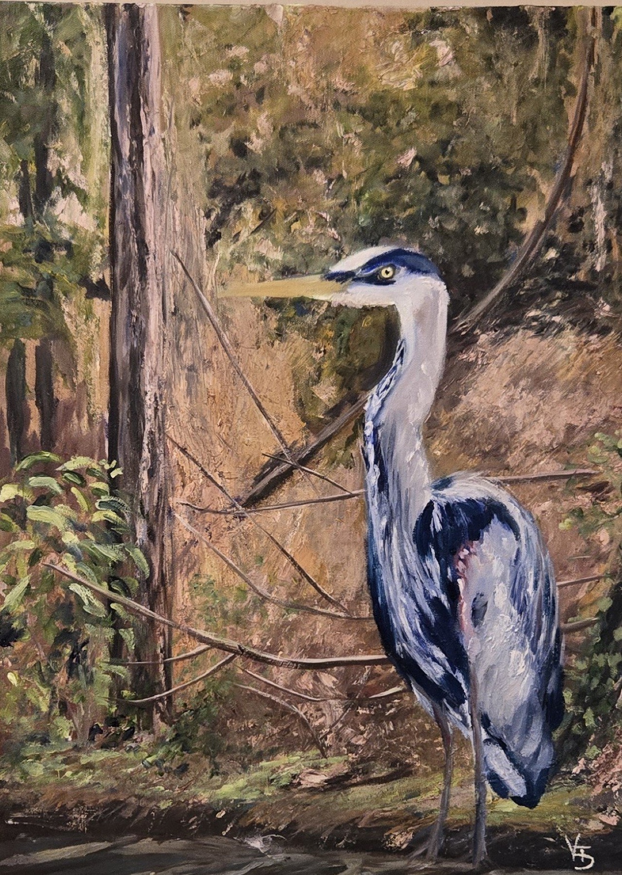 Blue Heron, Acrylic, Canvas 18″×24″ at Langley Art & Home