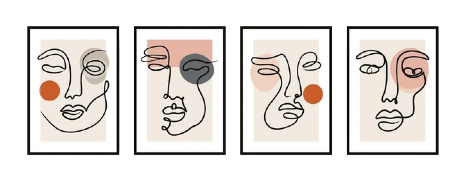 A collection of framed artworks