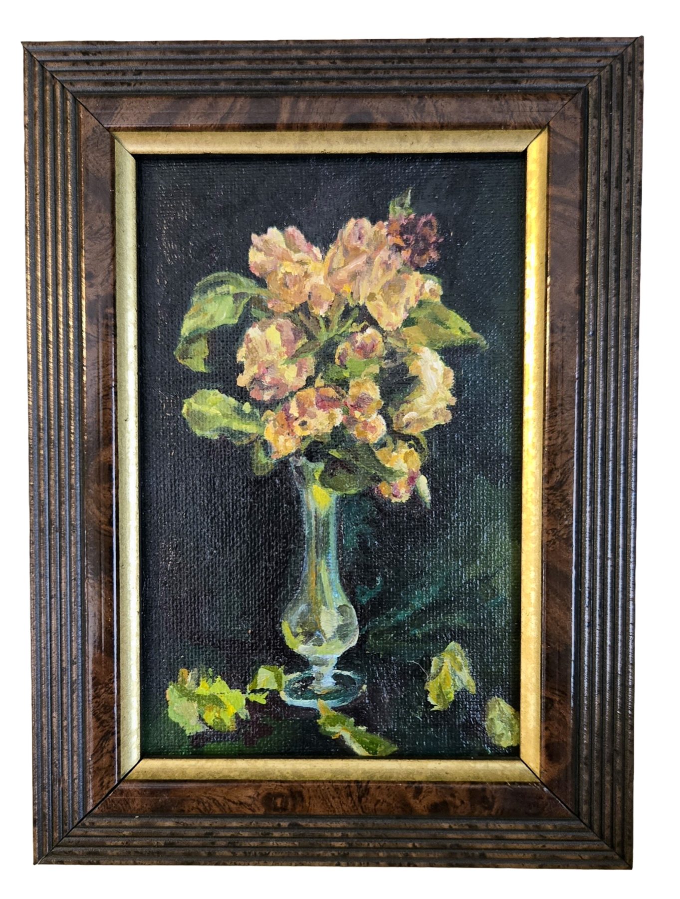 Still Life of Roses, Oil, Framed 4″×6″ at Langley Art & Home