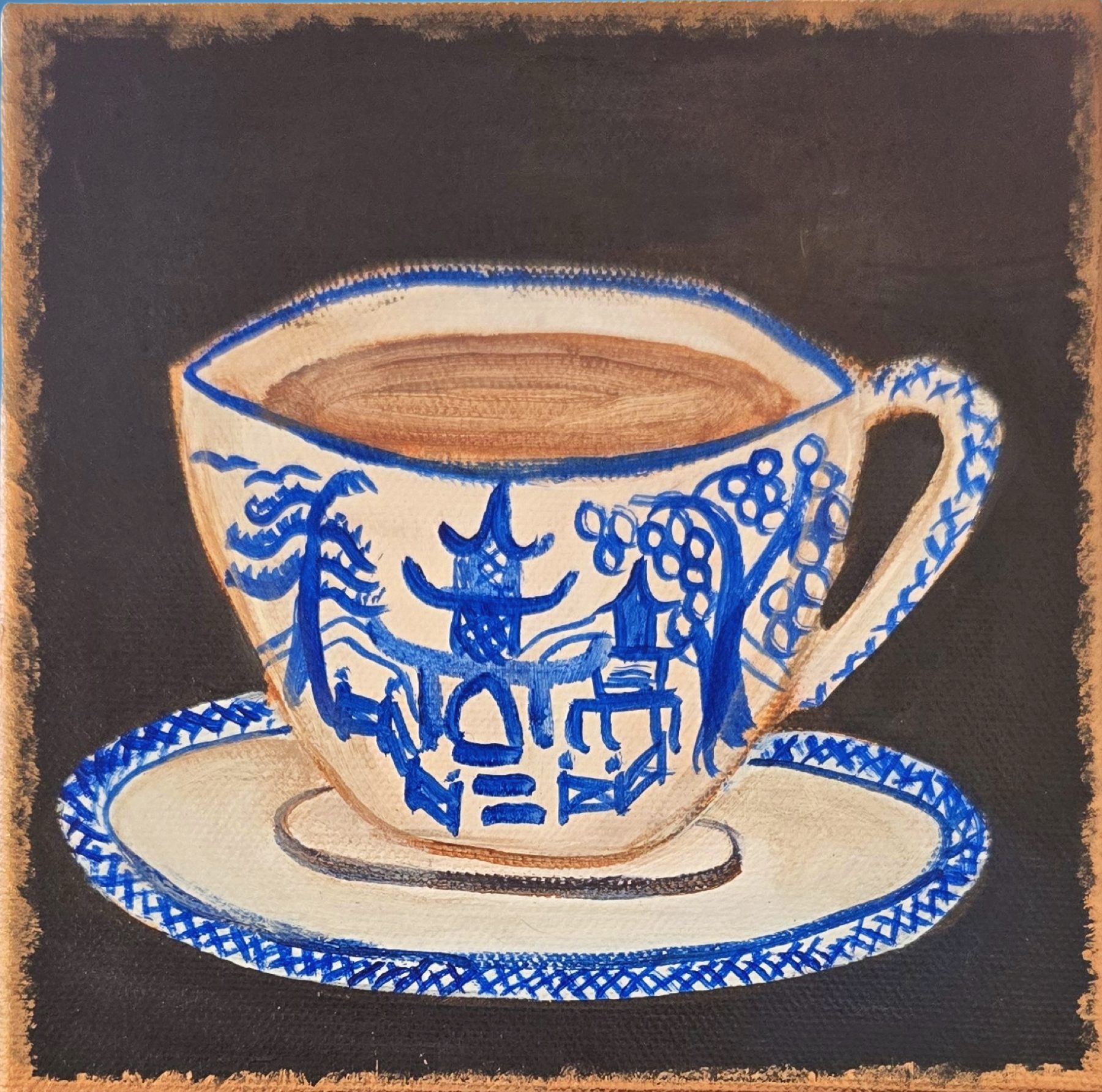 Teacup, Acrylic, Canvas 6″×6″ at Langley Art & Home